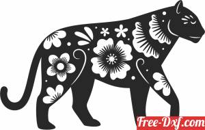 download tiger with flowers clipart free ready for cut