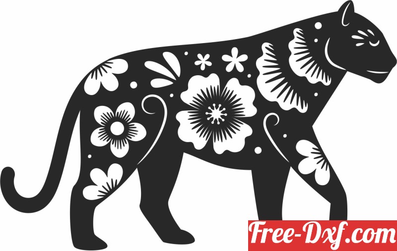 Download tiger with flowers clipart qYmUX High quality free Dxf f
