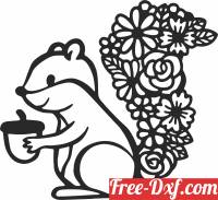 download Floral squirrel free ready for cut