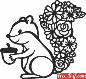download Floral squirrel free ready for cut