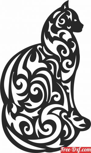 download Vector Graphics Mandala Cat silhouette free ready for cut
