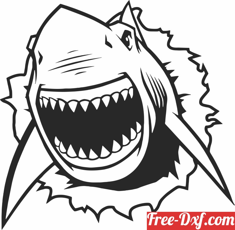 Download Angry Shark Wall Sign R V Y High Quality Free Dxf Files