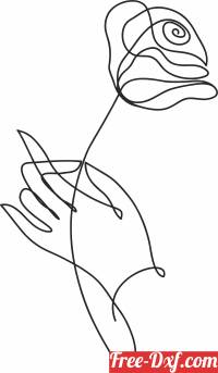 download flower rose one line art free ready for cut
