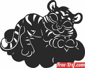 download cute tiger sleeping clipart free ready for cut
