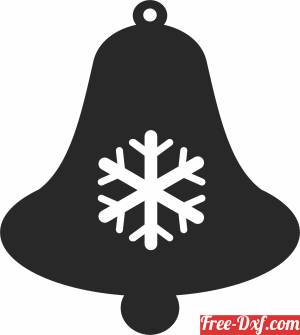 download Bell ornament Christmas with Snowflake free ready for cut