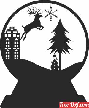 download Deer Snow Globe christmas free ready for cut