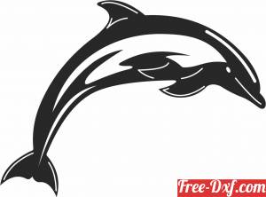 DXF CDR  File For CNC Plasma Laser Cut Dolphins clock 