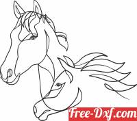 download one line horses art free ready for cut