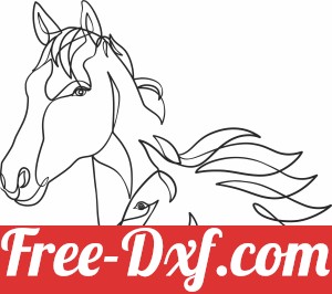 one line horses art