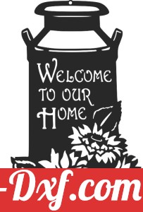 Welcome to our home Milk Can with flower