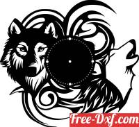 download wolf wall clock vinyl clock free ready for cut