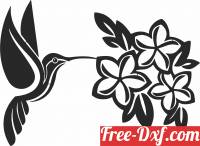 download Hummingbird with flowers free ready for cut
