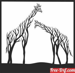 download Giraffes tree branches cliparts free ready for cut