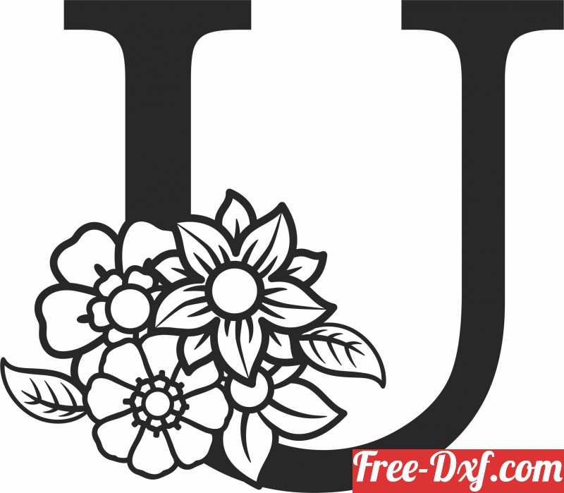 Download Monogram Letter U with flowers sJHzQ High quality free D