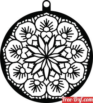 download Christmas mandala ball ornament free ready for cut