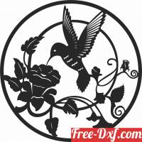 download Hummingbird with Flowers free ready for cut
