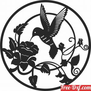 download Hummingbird with Flowers free ready for cut