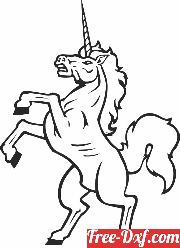 Download Standing Unicorn horse seV35 High quality free Dxf files