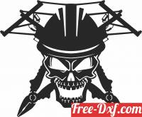 download Lineman Skull cliparts free ready for cut