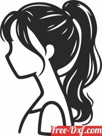 download Elegant ponytail hairstyle silhouette free ready for cut