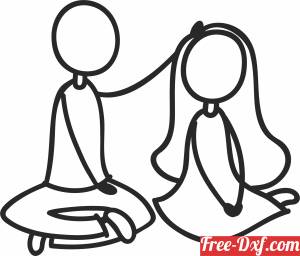 download Stick figure couple free ready for cut