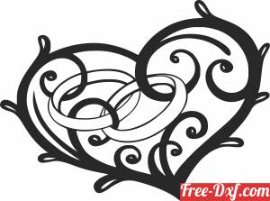 download heart with weeding rings free ready for cut