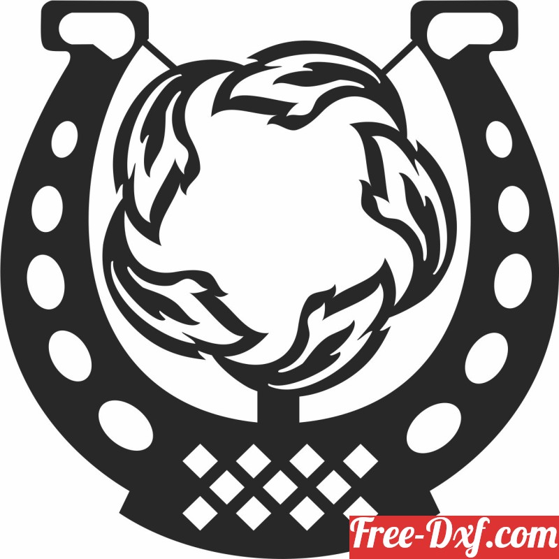 Download Horse Shoe with sign sz6V5 High quality free Dxf files,