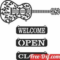 download guitar wall sign with open close and welcome sign free ready for cut