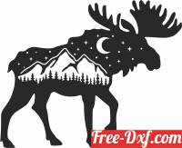 download moose silhoutte with mountain sceen free ready for cut