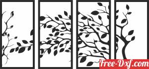 download tree 4 panels wall art free ready for cut
