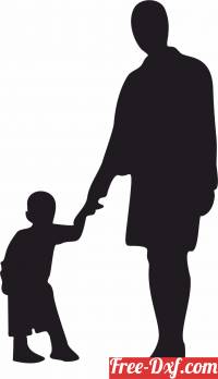 download Mother Son Silhouette free ready for cut