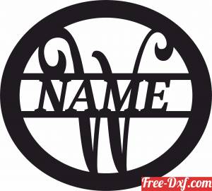 download W letter name monogram free ready for cut