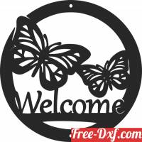 download welcome butterfly sign wall art free ready for cut