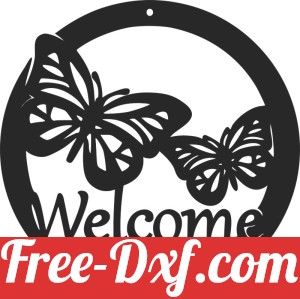 welcome butterfly sign wall art