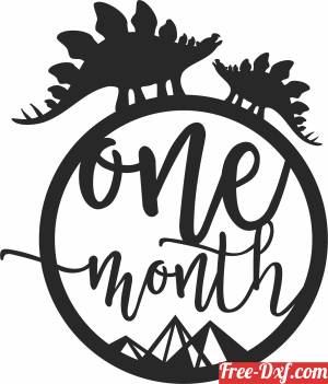 download Baby one month Milestone dinosaur free ready for cut