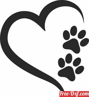 download Dog Paws hearts clipart free ready for cut