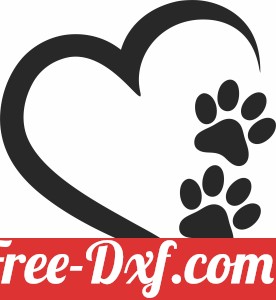 Dog Paws hearts clipart