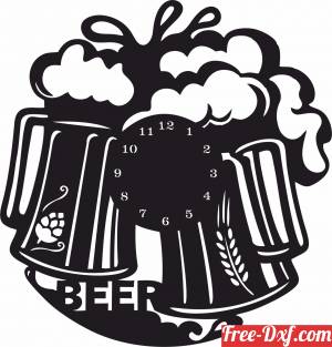 download Beer wall Clock free ready for cut
