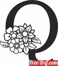 download Monogram Letter Q with flowers free ready for cut