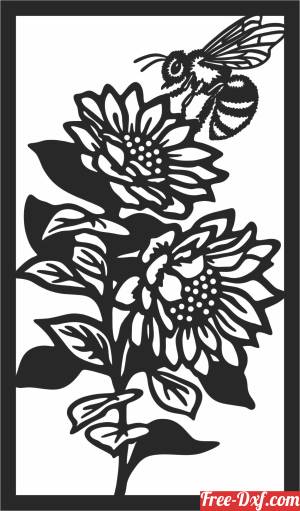 download decorative wall flowers panel free ready for cut