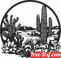 download desert landscape with cactus sign free ready for cut