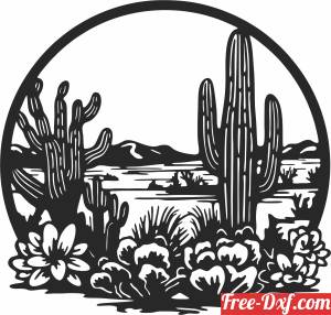 download desert landscape with cactus sign free ready for cut