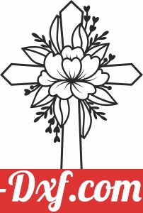 Cross with flower wall sign