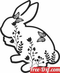 download Floral easter bunny silhouette happy easter free ready for cut