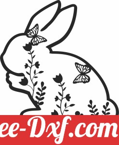 Floral easter bunny silhouette happy easter