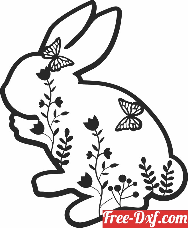 Download Floral easter bunny silhouette happy easter vQL7b High q