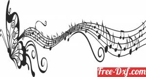 download music melody butterfly art free ready for cut