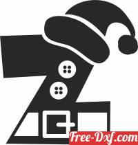 download christmas Letter Z with hat monogram free ready for cut