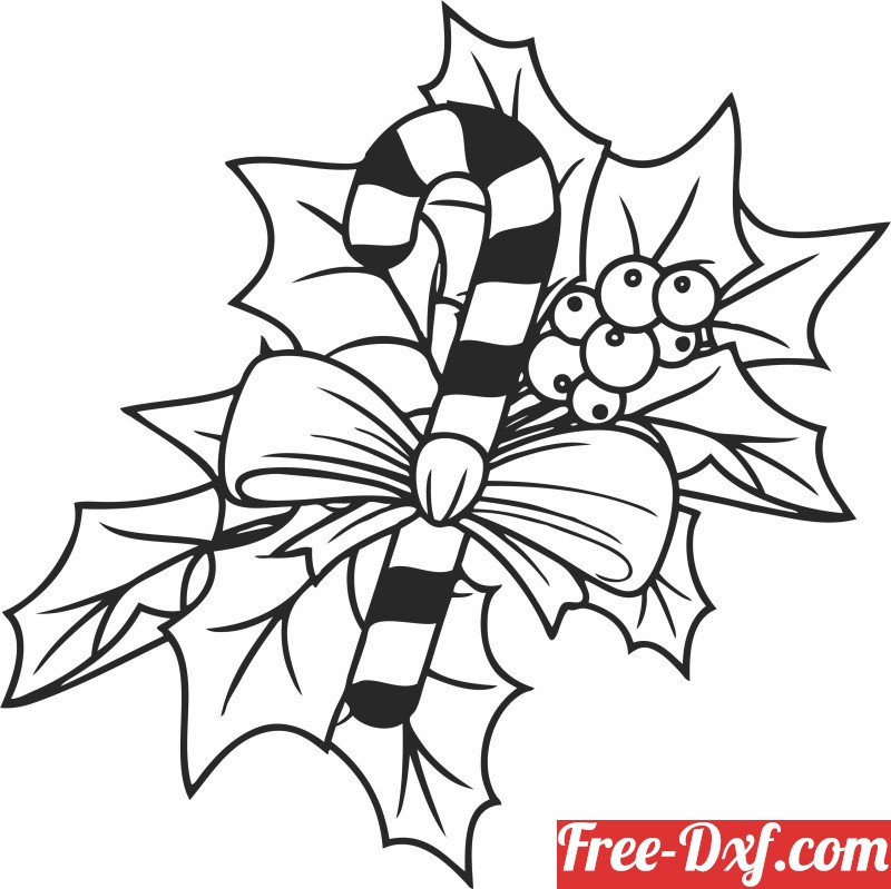 Download christmas Candy cane with holly leaves vd4i7 High qualit
