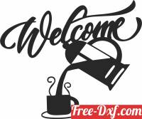 download welcome Pouring Coffee wall sign free ready for cut